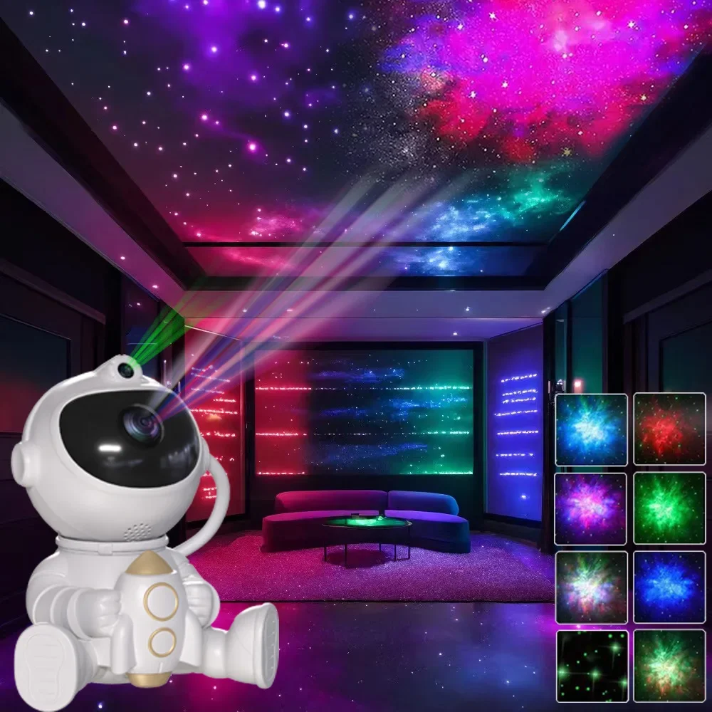 Rocket Astronaut LED Star Galaxies Projector Night Light Starry Sky Porjectors Lamp For Decoration Bedroom Room Decor Kids Gift image 3