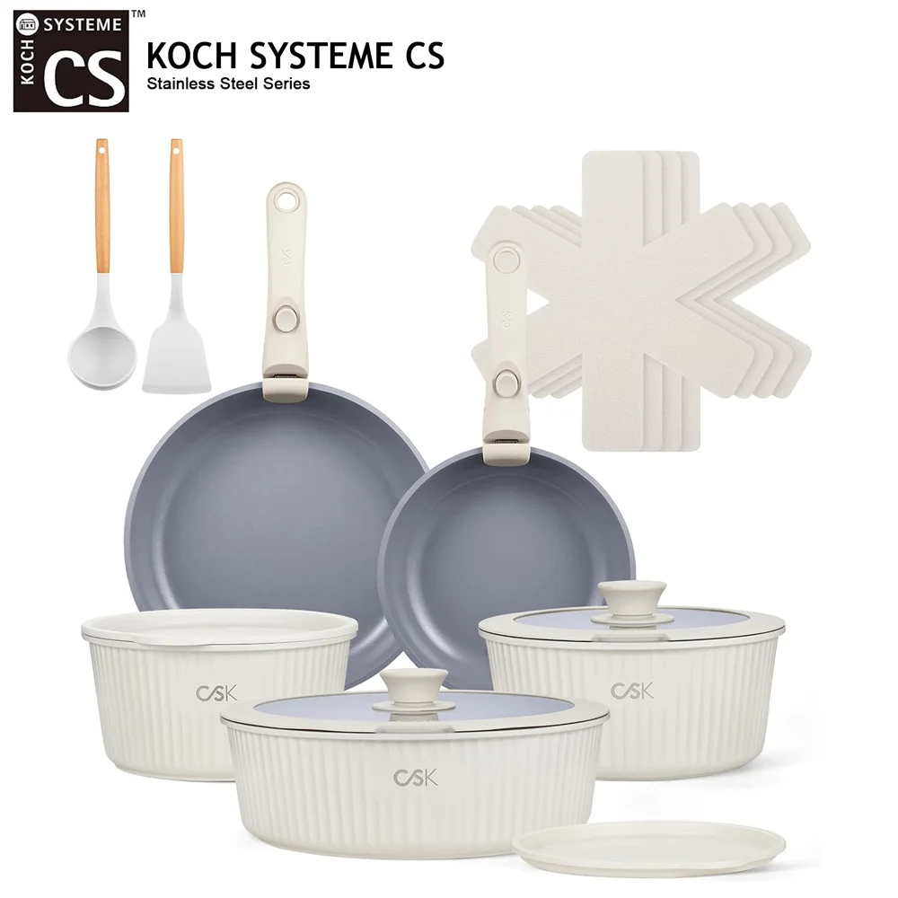 

KOCH SYSTEME CS Nonstick Cookware Set 17PCS Pots and Pans Set With Detachable Handle Induction Nonstick Pans Kitchen Sauce pan