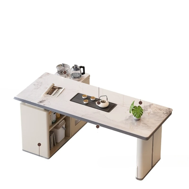 High-end rock slab tea table, integrated kettle, and a complete set of automatic tea sets