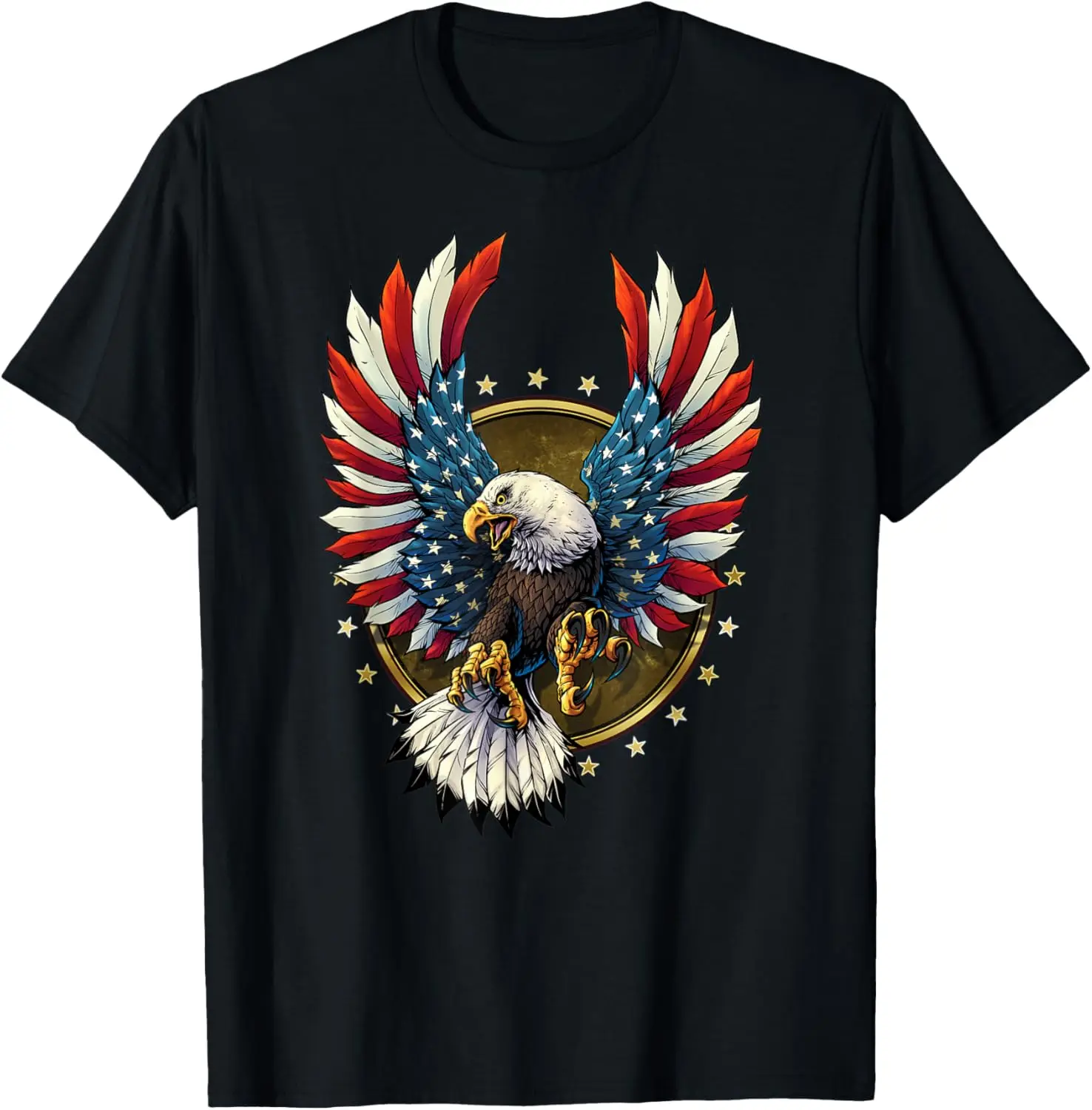 

Patriotic Eagle Gift With American Flag Striped Wings T-Shirt
