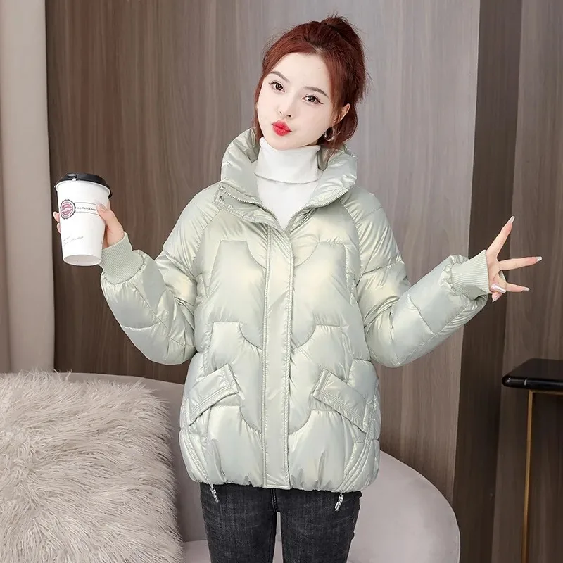 2023 New Women Winter Parkas Thick Warm Short Jacket Cotton Snow Wear Padded Parka Basic Coat Female Outerwear