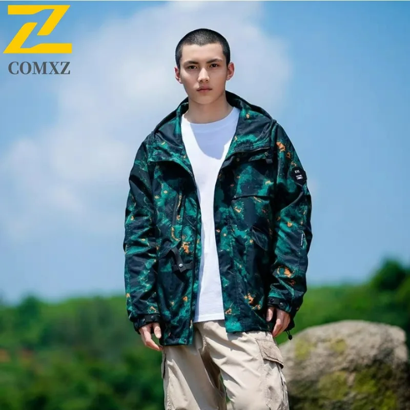 

Jacket Men's 2025 Autumn New Casual Loose Waterproof Windproof Outerwear Outdoor Mountain Camping Work Hooded Coat Windbreaker