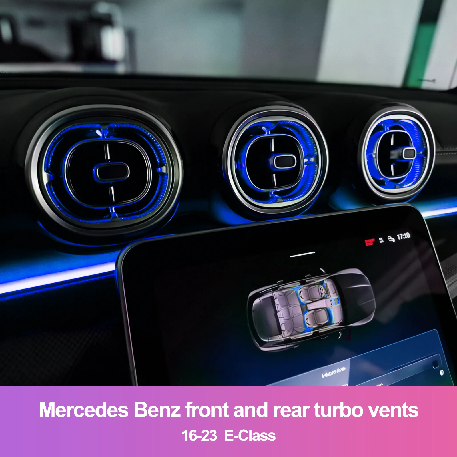 

EzoneTronics Ambient Light Turbo Air Vents for Mercedes 2016-2023 E-Class 1:1 OEM Glowing Upgrade, Direct Fit