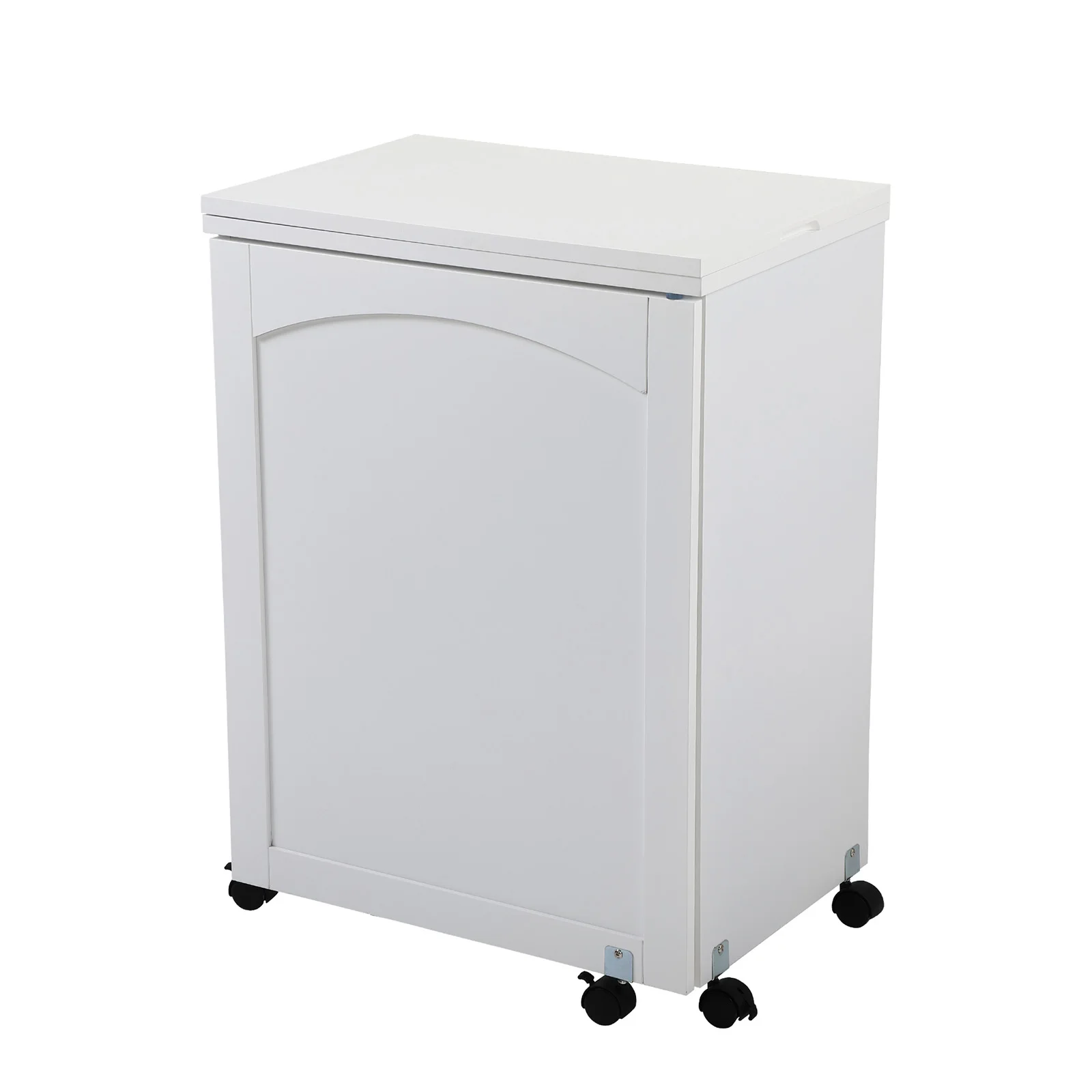 

Folding Sewing Craft Cart&Sewing Cabinet Miscellaneous Sewing Kit Art Desk with Storage Shelves and Lockable Casters, White