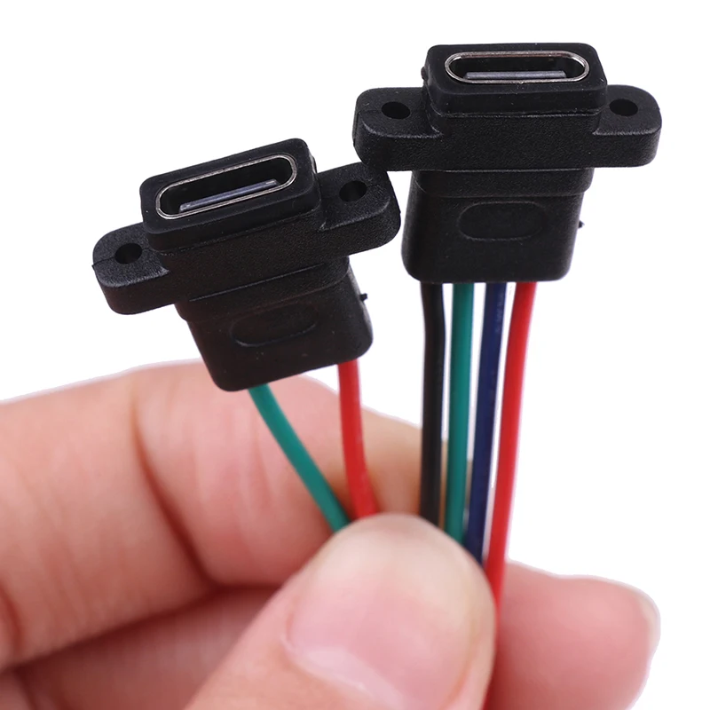 // Type-C 2Pin 4Pin Welding Wire Female Waterproof Female Socket Rubber Ring Current Fast Charging port