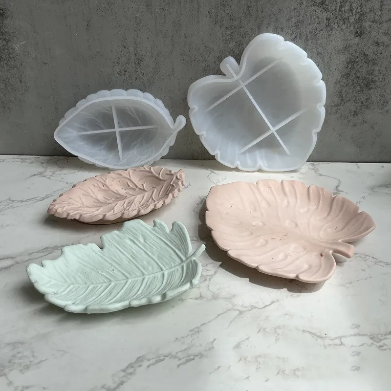 Leaf Storage DIY Tray Silicone Mold Leaf Mirror Storage Box Crystal Drop Glue Mold Ginkgo Leaf Plate Storage Tray Gypsum Mold