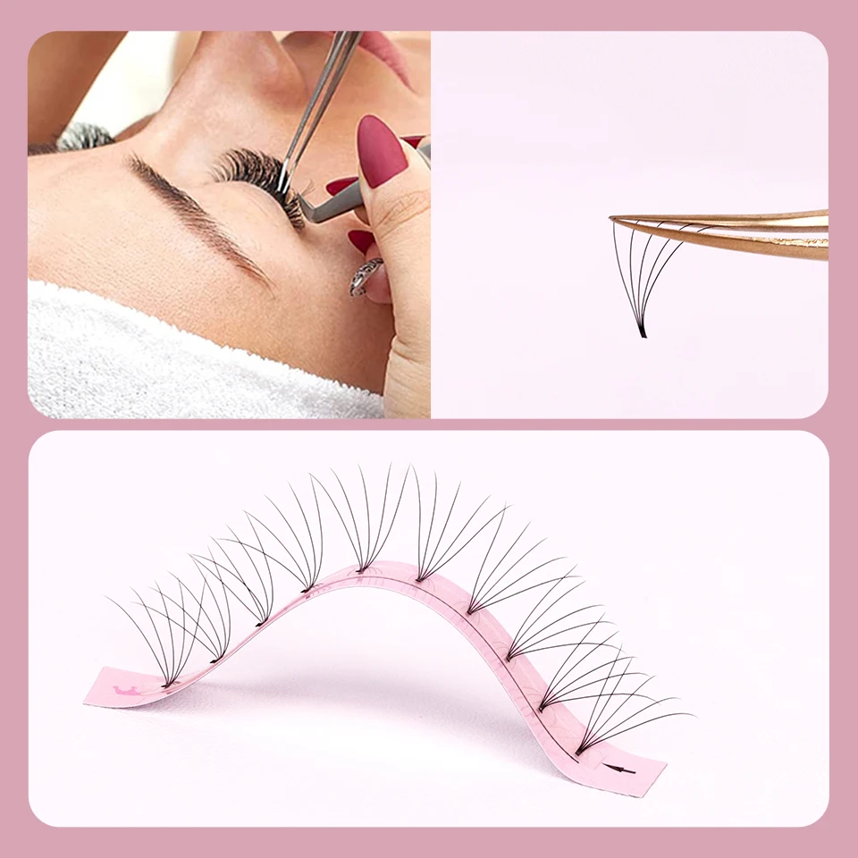 AGUUD Soft Natural Premade Volume Fans Short Stem 3d/4d/5d/6d Russian Volume Professional Eyelash Extension Faux Mink Lash Cilio