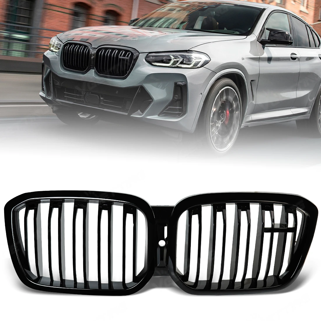 

Для BMW X3 X4 G01 G02 G08 M40i 20i 30i LCI 2022-2024: центральная решетка радиатора, передние решетки, решетка бампера, глянцевая черная гоночная решетка