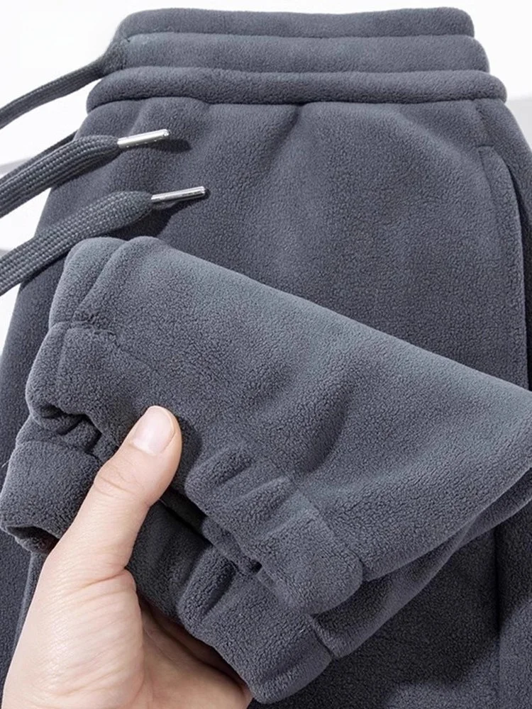 

Мужские двусторонние флисовые спортивные брюки премиум-класса: модные, утепленные, с манжетами, универсальные, повседневные, прямого кроя, эластичные.