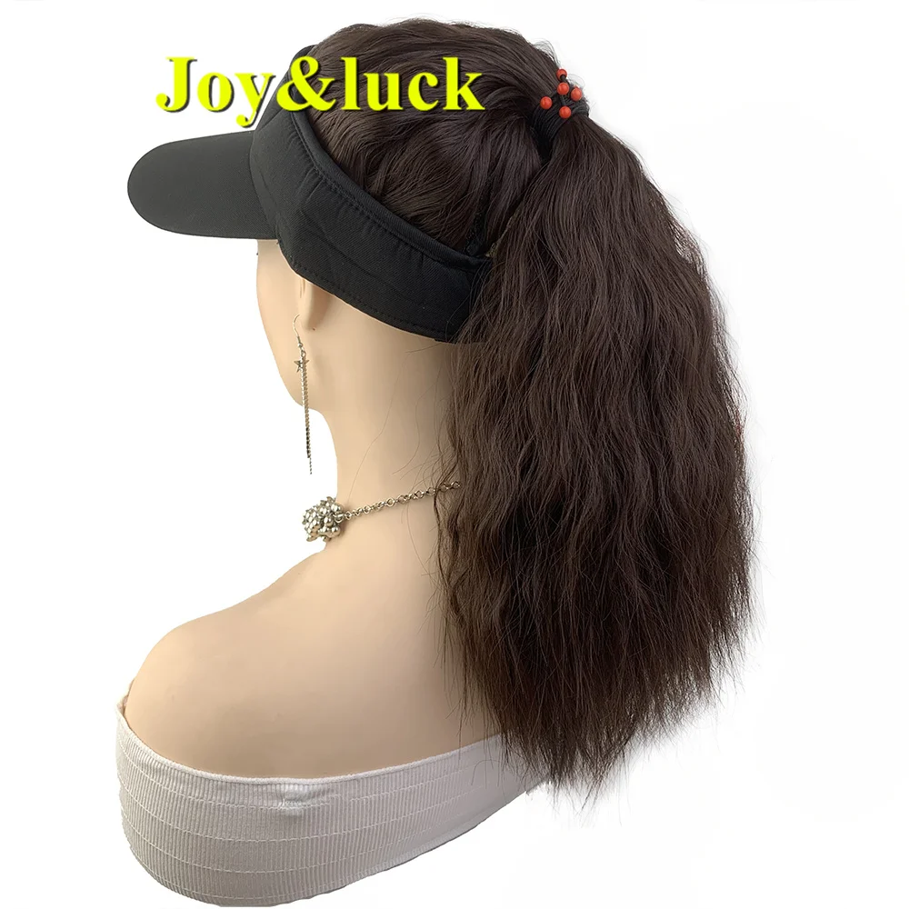 Synthetic Natural Curly Baseball Cap Wig Black Ponytail Extension  Daily  Hat  Wigs For  Women