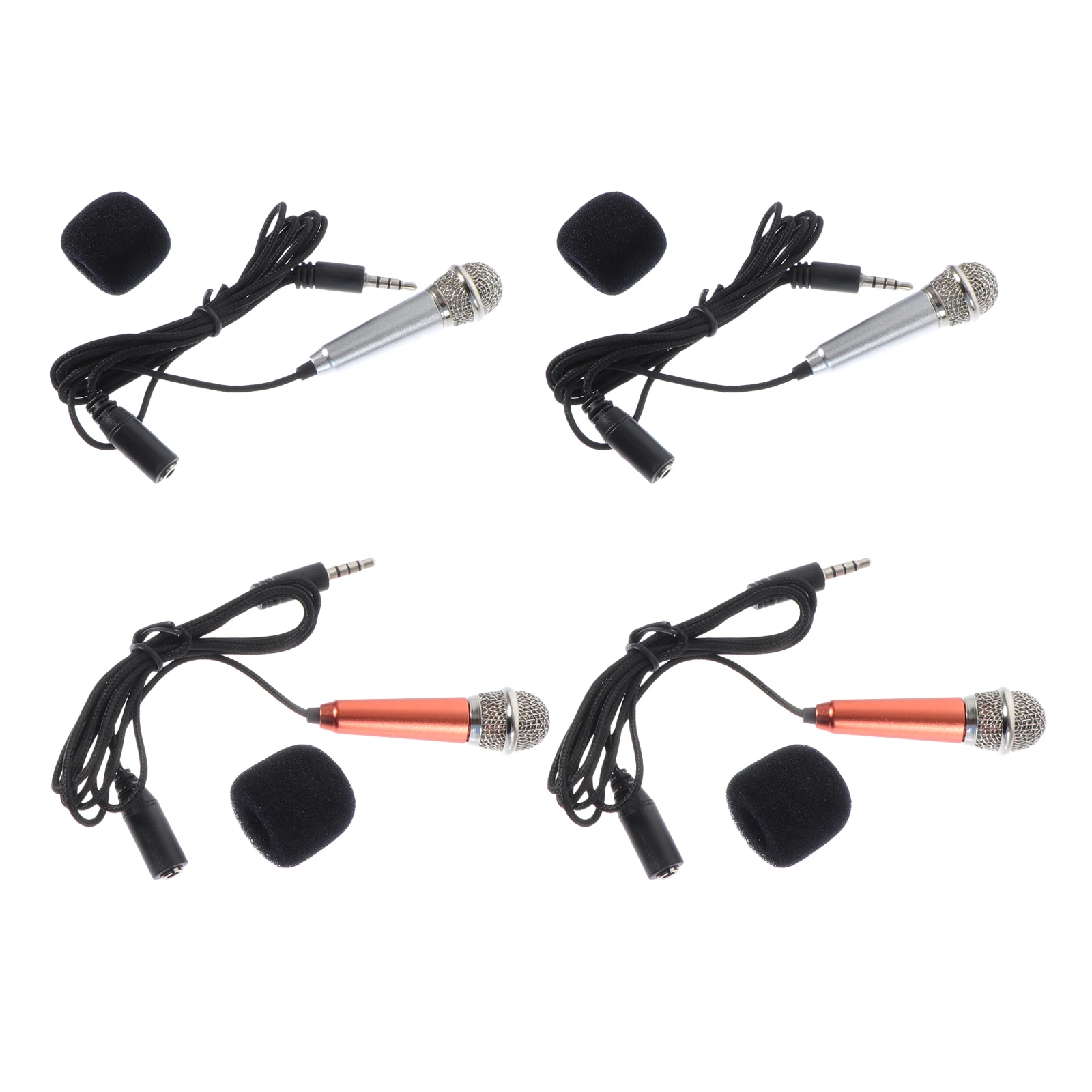 

4pcs Portable Microphone Mini Cellphone Household Singing Accessory High Definition Sound Quality Compatible K Song Software