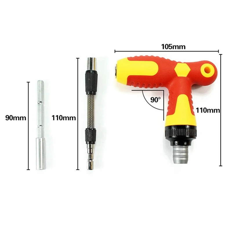 Set di cacciaviti a cricchetto bidirezionale a forma di T Set di strumenti combinati per cacciavite telescopico Multi-angolo di manutenzione facile da usare