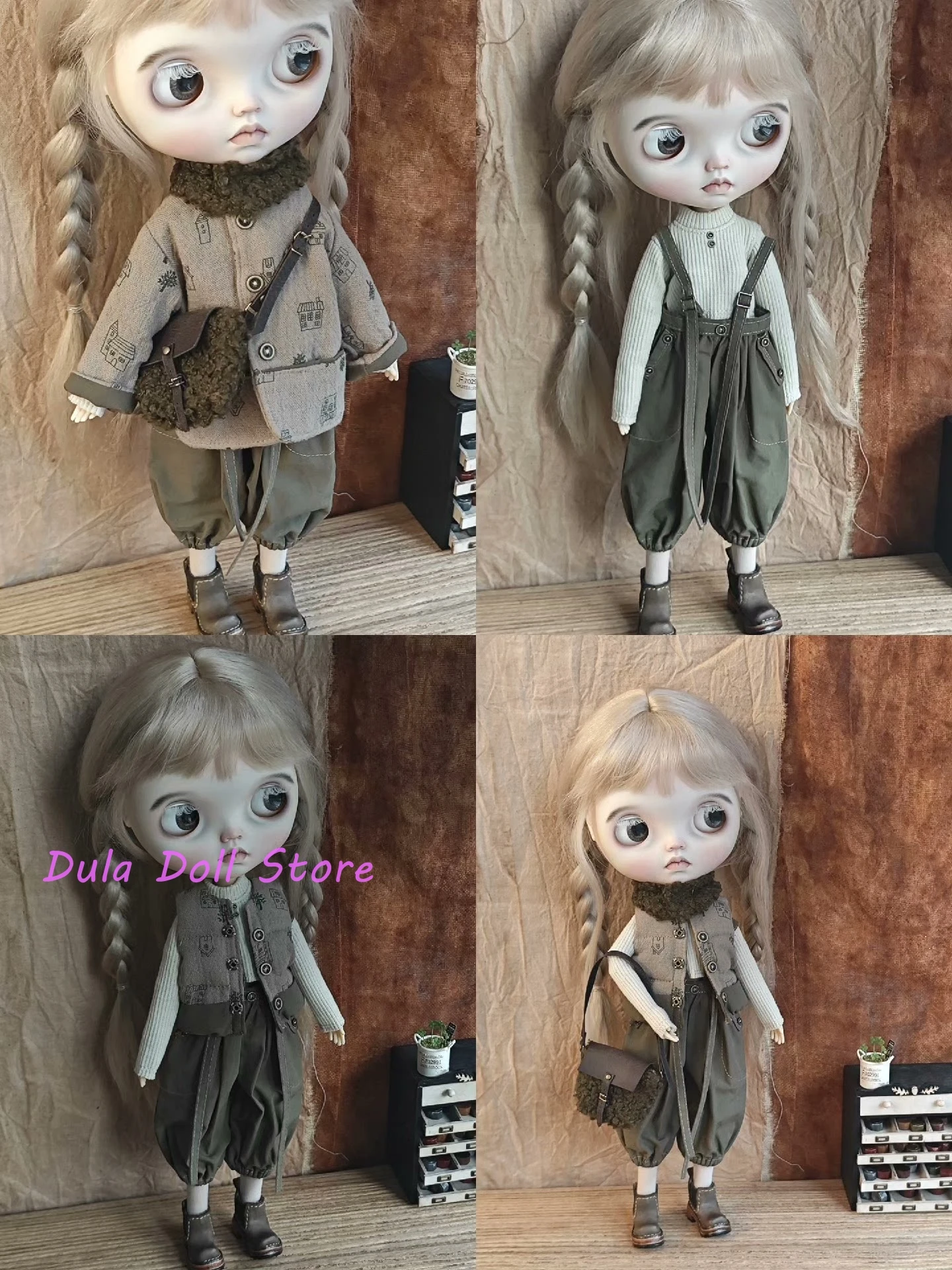 （NEW）Dula Doll Clothes Dress Winter vest jacket overalls Blythe Qbaby ob24 ob22 Azone Licca ICY JerryB 1/6 Bjd Doll