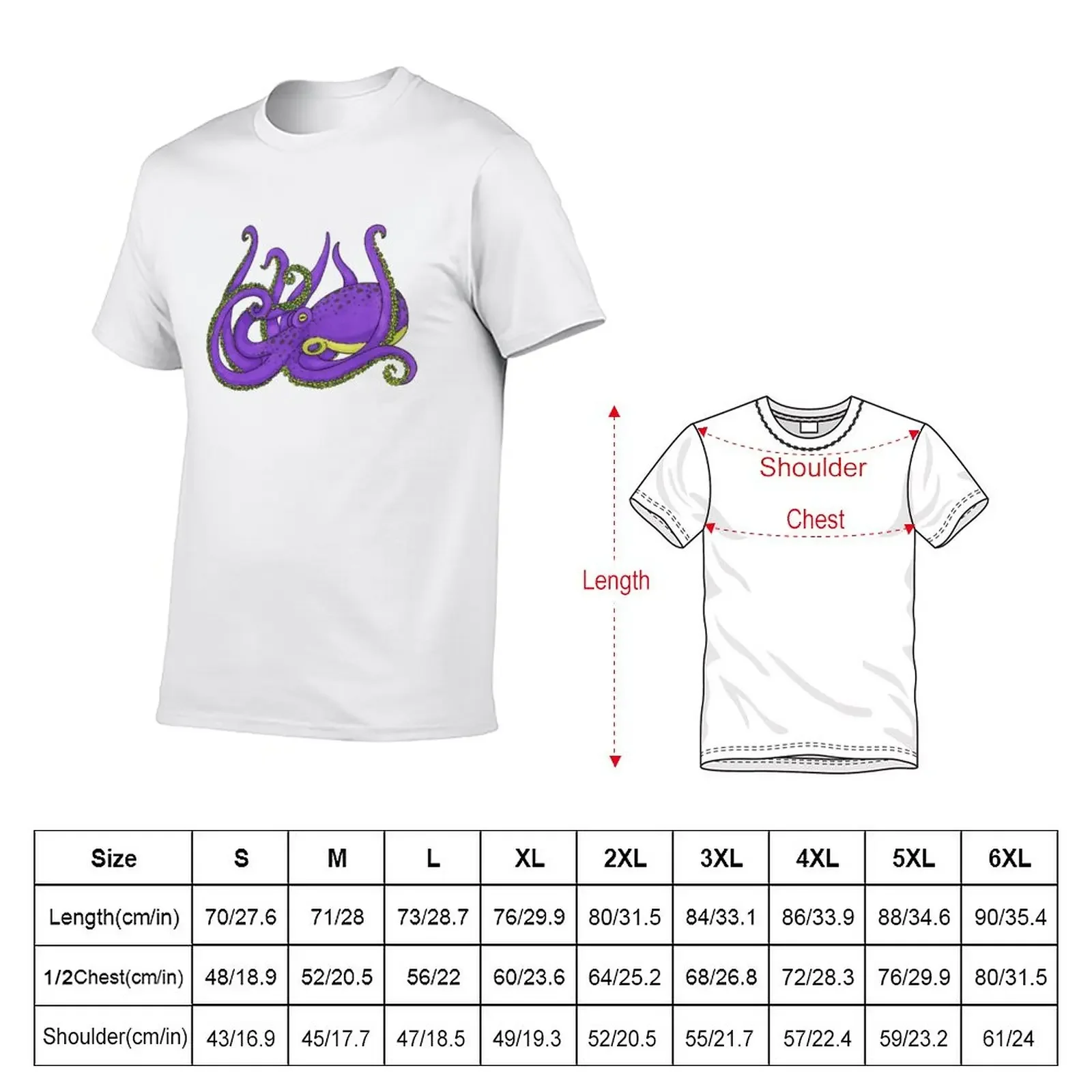 Purple Octopus 3 T-Shirt korean fashion aesthetic clothes heavyweights plain mens graphic t-shirts funny