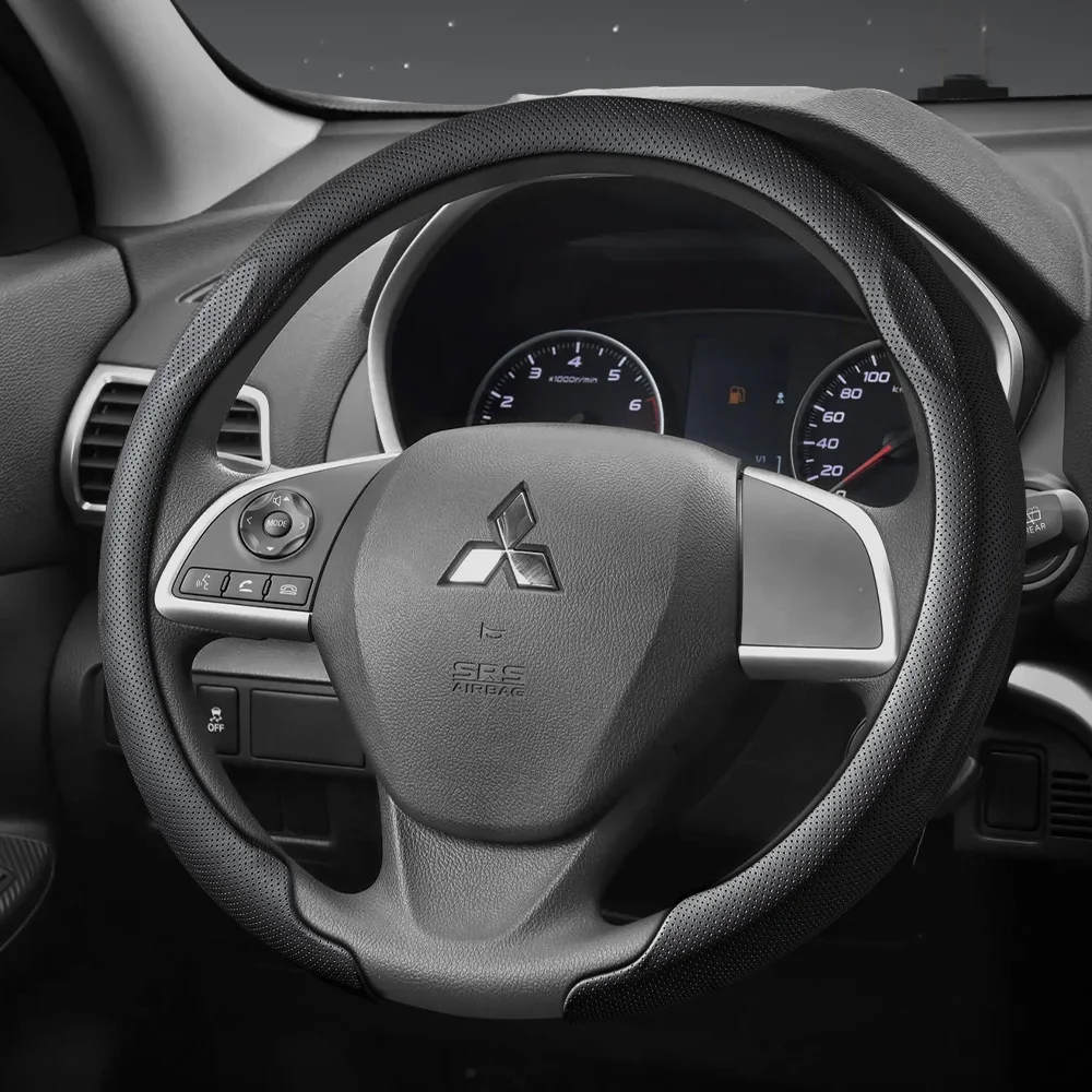 Suitable for Mitsubishi Nappa Leather Car Steering Wheel Cover with Anti-Slip Breathable Holes Triton L200 Xpander Pajero Montero Outlander Sport Asx Rvr Xforce Eclipse Cross Mirage Attrage Colt
