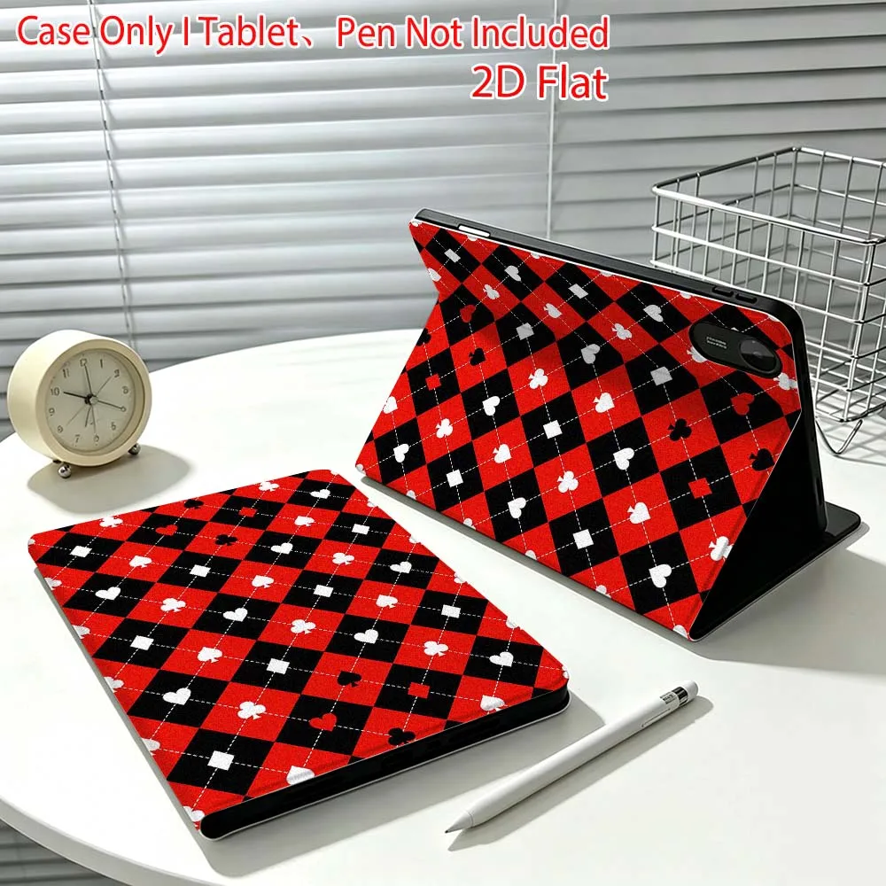 Red Card Suit Art For Xiaomi Poco Redmi Pad 8 2 4 C1 6 6S 7 7S SE 9.7 14 11 11.2 Inch Pen Tray Tablet Case Fashion