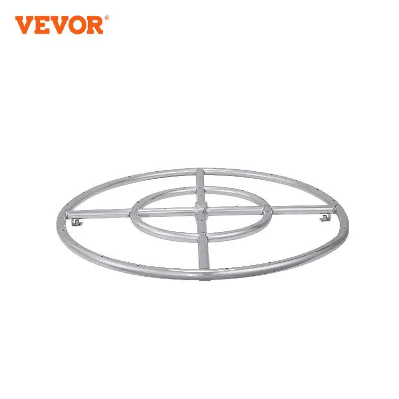 VEVOR 24 inch Round Drop-in Fire Pit Pan  Stainless Steel Fire Pit Burner  Natural & Propane Gas Fire Pan 92,000 BTU for Indoor