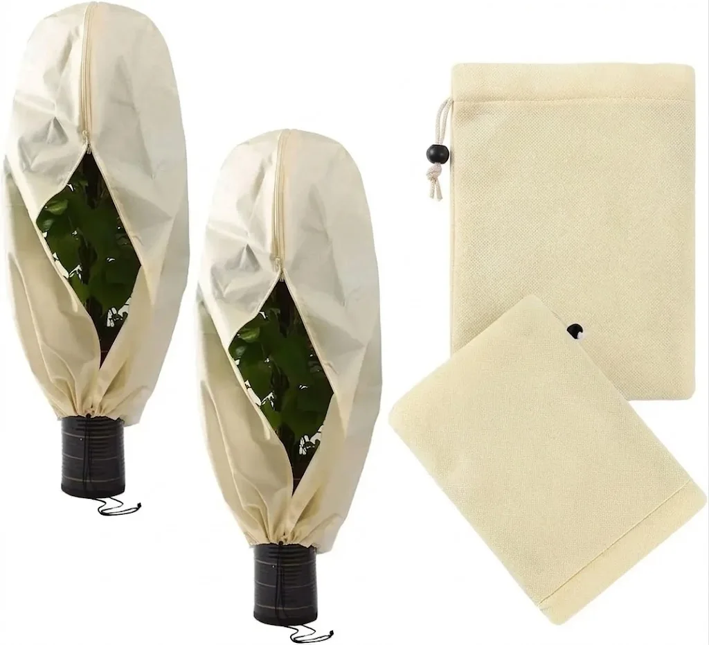Thickened 1pc 80x120cm Plant Covers Freeze Protection Frost Cloth for Outdoor Plants Winter Tree Covers with Zipper Drawstring