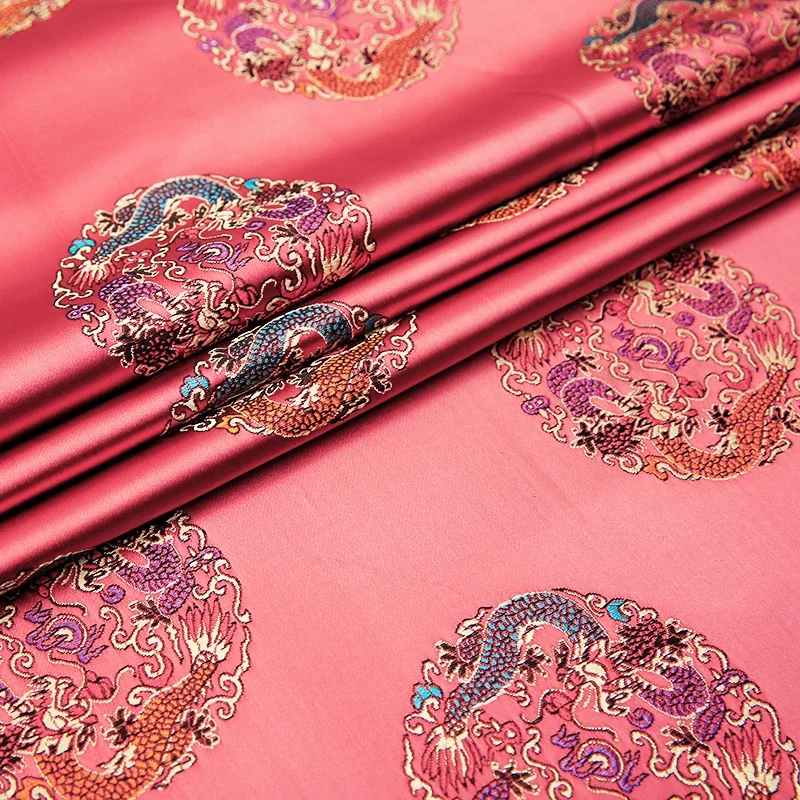 250*75cm Silk Brocade Fabric with Dragon Pattern Nylon Fabrics for Sewing DIY Handmade Dress Home Textile Cloth