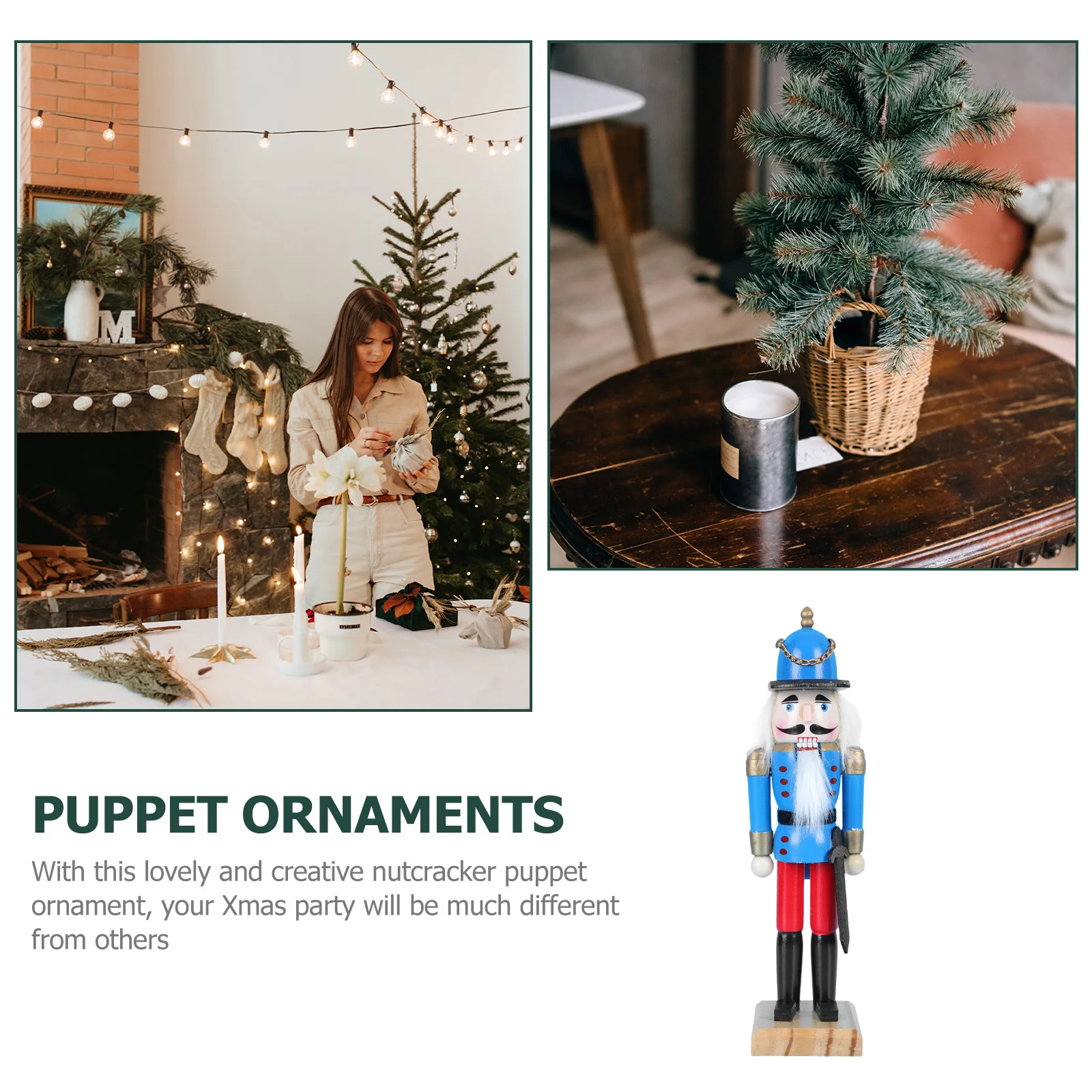 

1Pcs Nutcracker Soldier Decor Exquisite Xmas Desktop Adorn Wood Cotton Festive Home Decoration Craft Walnut Soldier