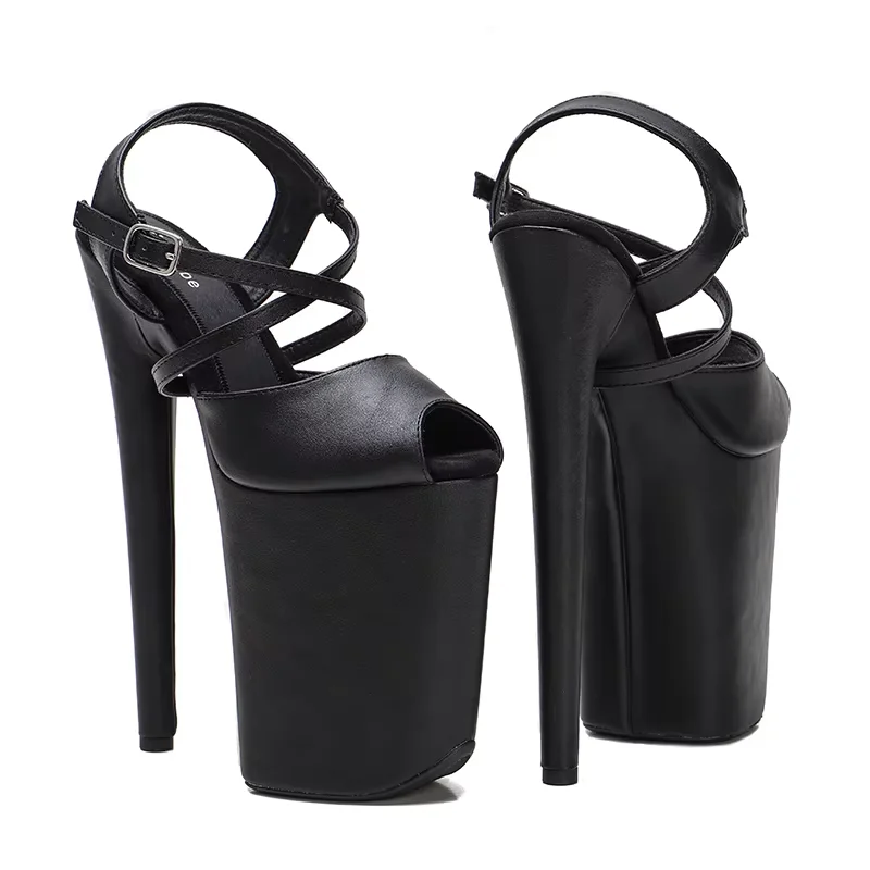 Leecabe 23CM/9inches Matte PU Upper Platform Sexy High Heels Sandals Pole Dance Shoes