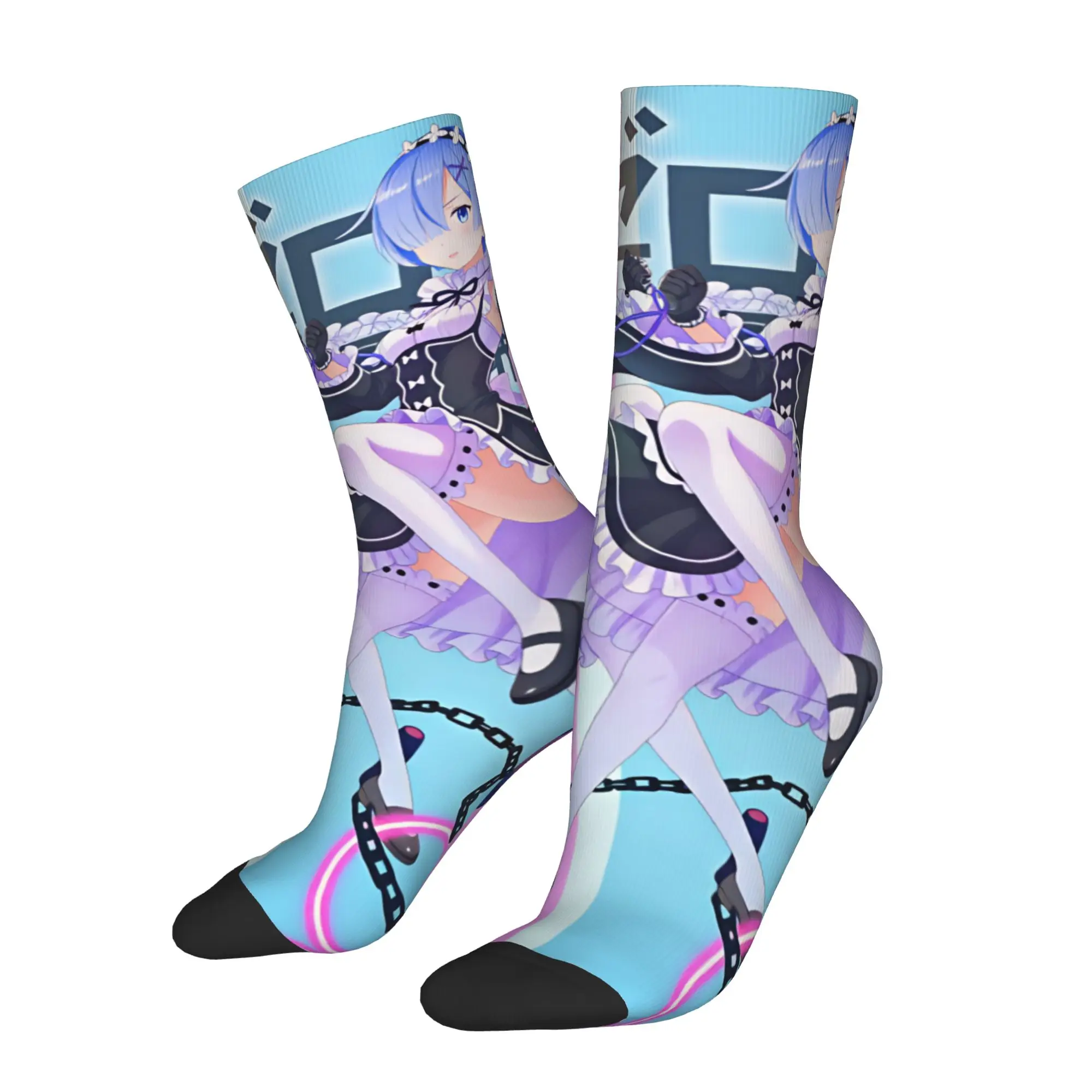 Kawaii Rem Emilia R-Re:ZERO Anime Socks Men Women Warm 3D Print Starting Life in Anothers Worlds Football Sports Socks