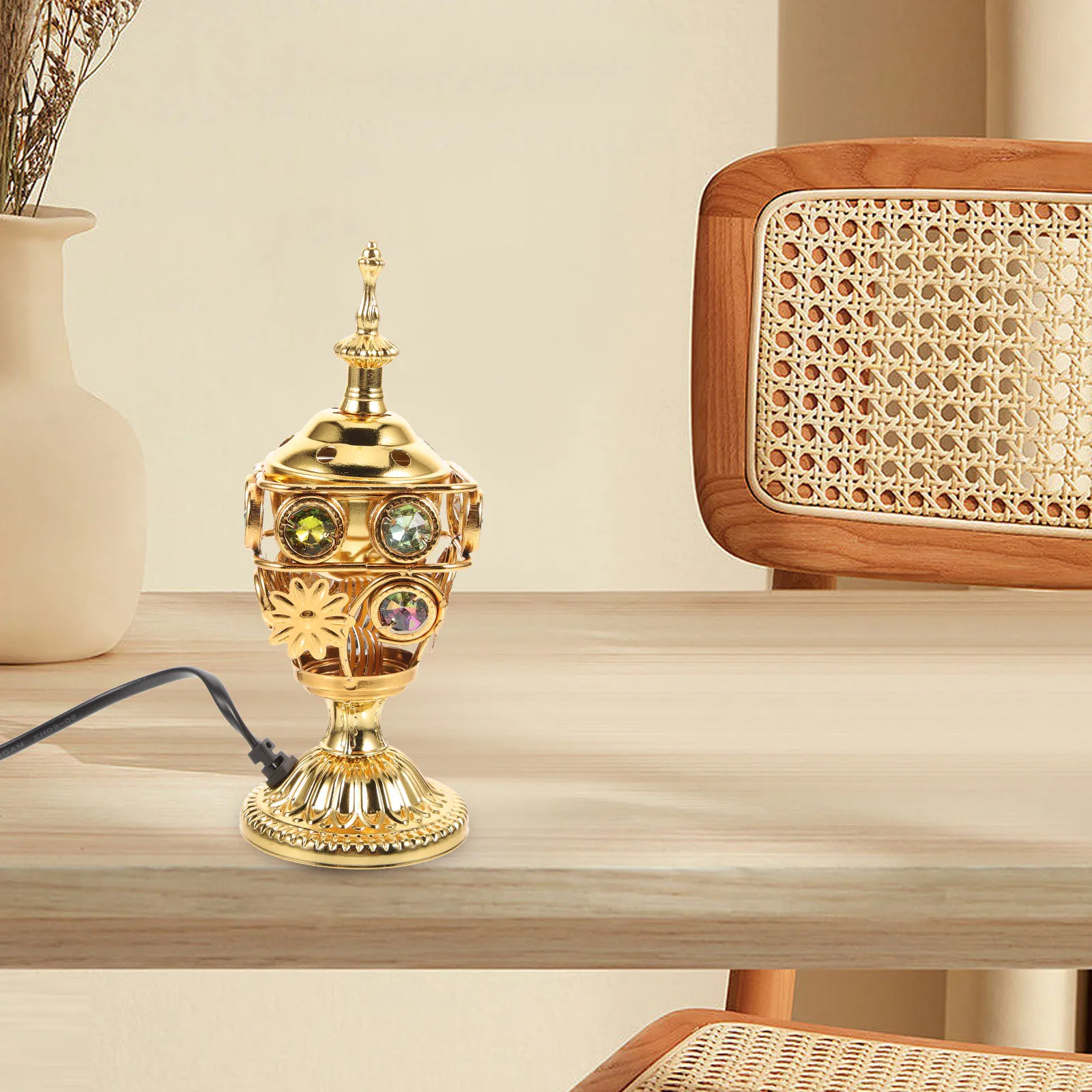 

Vintage Electric Censer Eu Plug Fine Texture Long Lasting Home Decoration Aroma Relaxation Electric Incense Burner