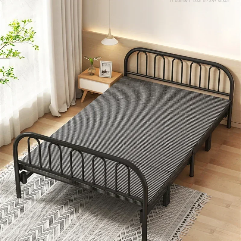 Single Folding Iron Bed - Multifunctional for Home, Office Naps, Adult Lunch Breaks & Rental Houses, Compact & Practical