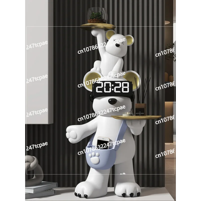 Polar bear living room large floor ornament home alarm clock jewelry tray TV cabinet shelf next to sofa