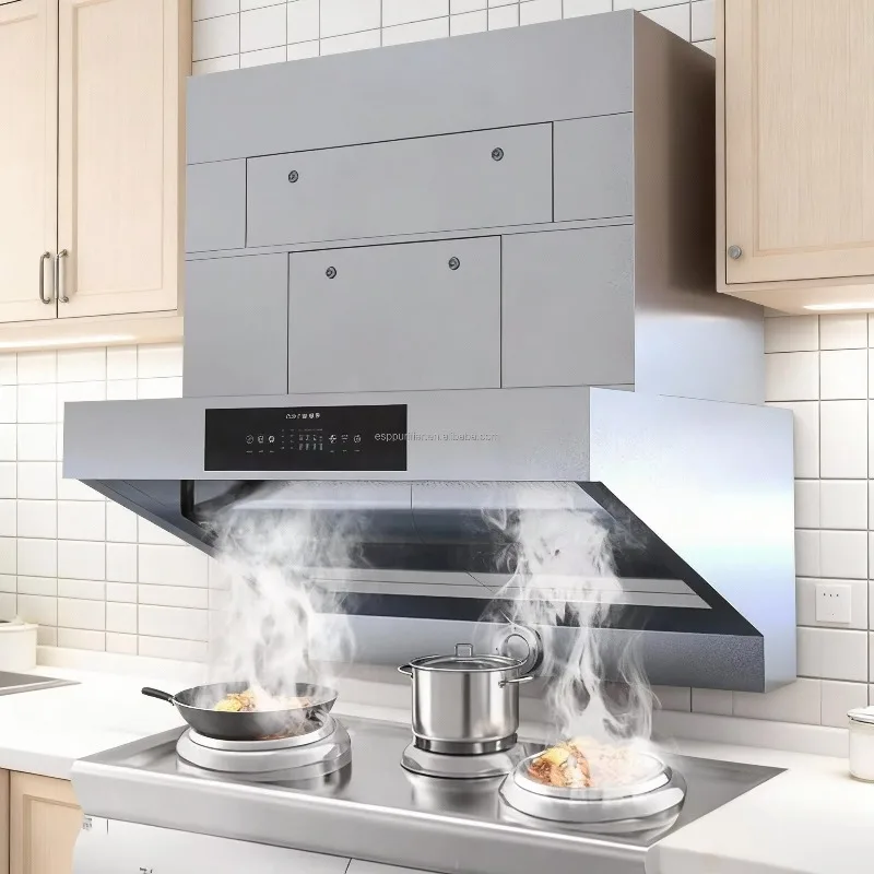 Commercial Ductless Range OEM Hood Stainless Steel Ventless 4000M3/H~7000M3/h Airflow Ductless Kitchen Hood