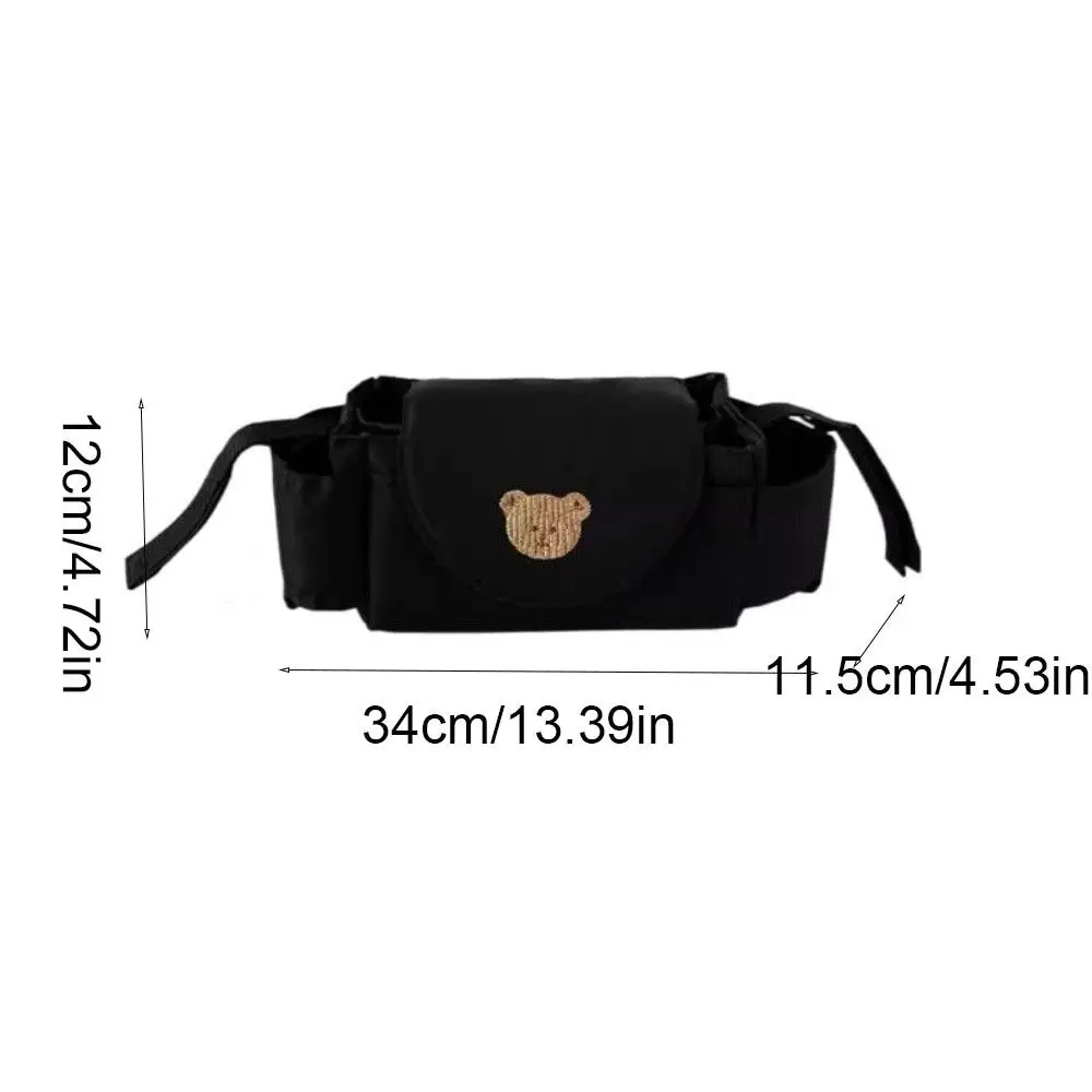 Bolsa organizadora para cochecito de dibujos animados, bolsa colgante para cochecito de oso de tela, bolsa de mamá de gran capacidad, bolsa de almacenamiento para cochecito de viaje