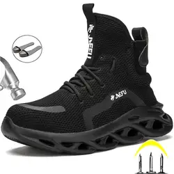 Male Work Safety Boots Indestructible Work Shoes Men Anti-puncture Safety Boots Winter Shoes Men Work Sneakers Steel Toe Shoes