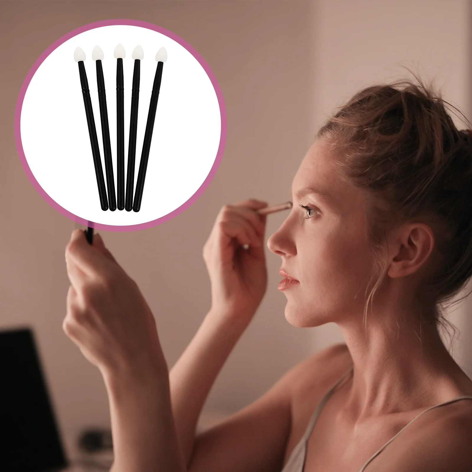 5 個のシリコーンアイシャドウブラシセットポータブルプロフェッショナルメイクアップツールキットアイシャドウアプリケーション用ソフトハンドル