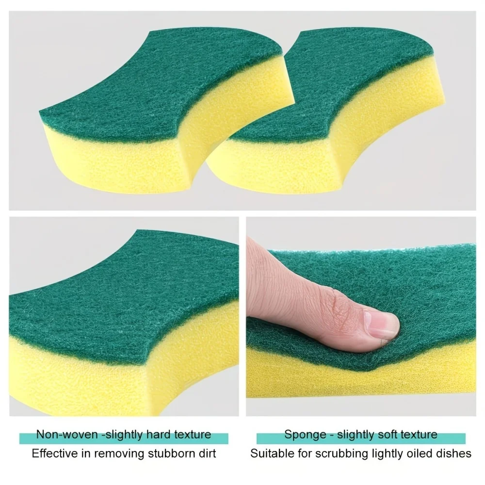 10PCS Double-Sided Magic Cleaning Sponge Set Highly Absorbent Rust Remover Pot Scouring Pad Kitchen Cleaning Tools