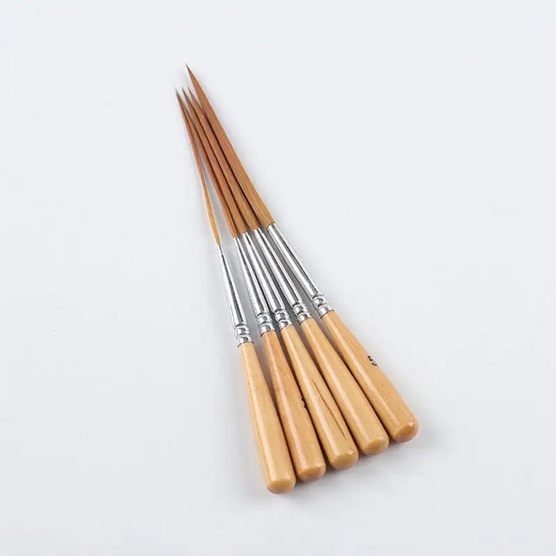 5Pcs Long Line Brush Set Fine Tipped Watercolor And Acrylic Paint Brush Suitable For Filling Corners Contour Drawing