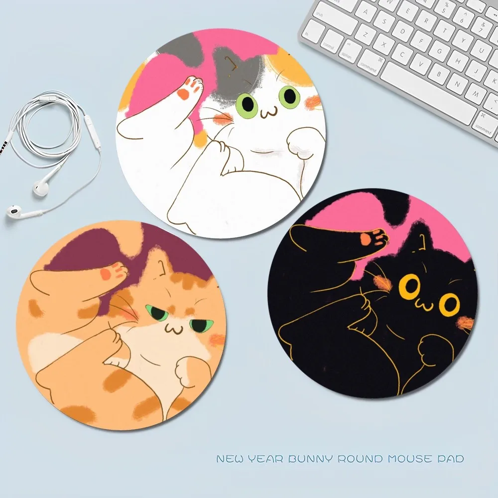 Cat Mousepad INS Tide Round Keyboard Mat Table Mat Students Cabinet Gamer Desktop Mousepad Cup Mats Deskpad Home Decor