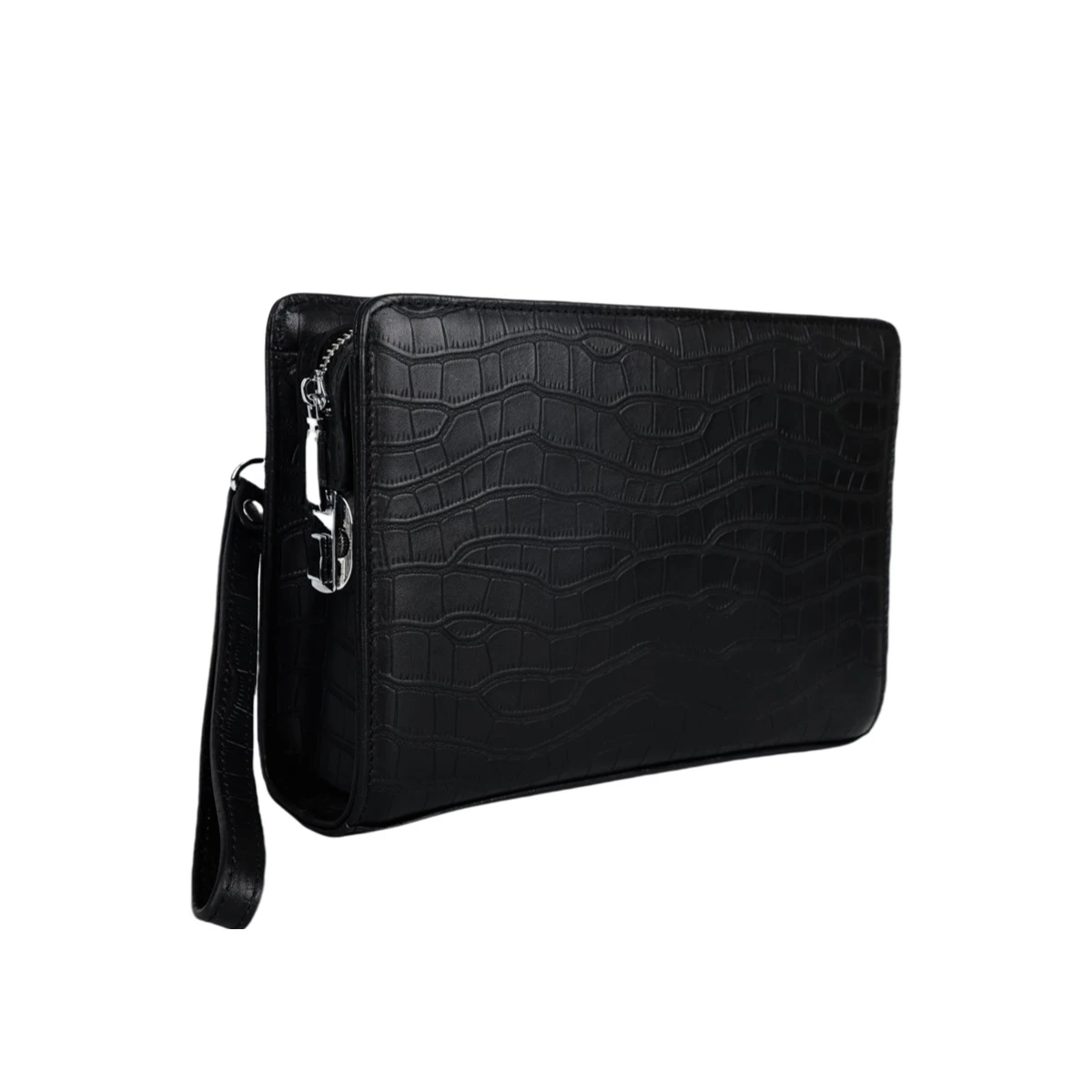 Large Capacity Men's Crocodile Belly Pattern Business Clutch Bag Double Zipper Multi-Functional Password Lock Handbag
