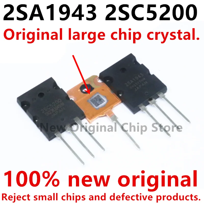 10 pcs = 5pair 100% New Imported Original 2SA1943 2SC5200 A1943 C5200 TO-264 High-Power Audio Power Amplifier