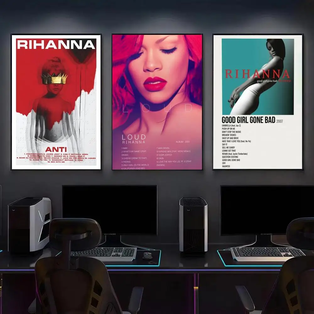 Singer R-Rihanna Poster Modern Aesthetic Canvas Wall Art Poster Cool Room Stuff Bedroom Decor