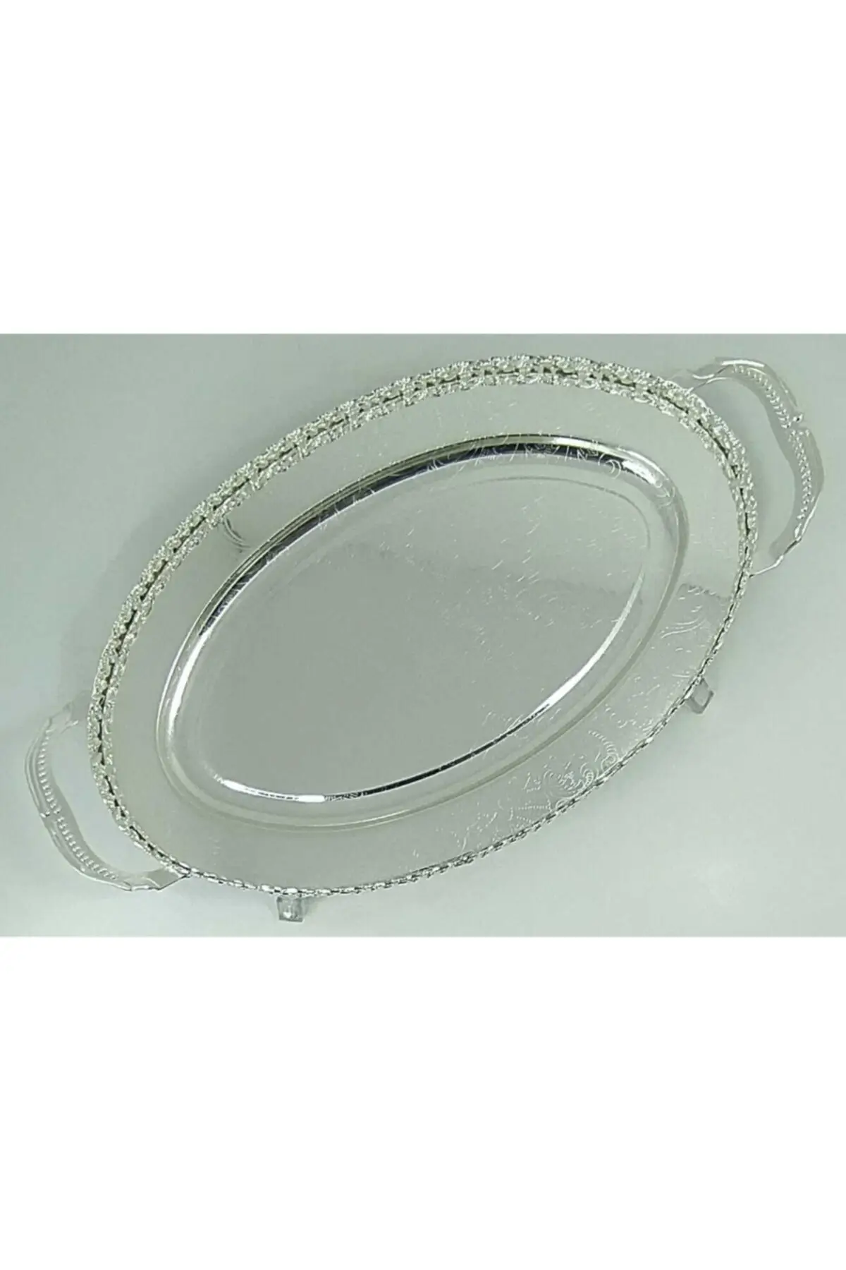 

DOLBOVI Silver Color Ellipse Mid-Openwork Rölyefli luxury tray tray поднос plateau luxury