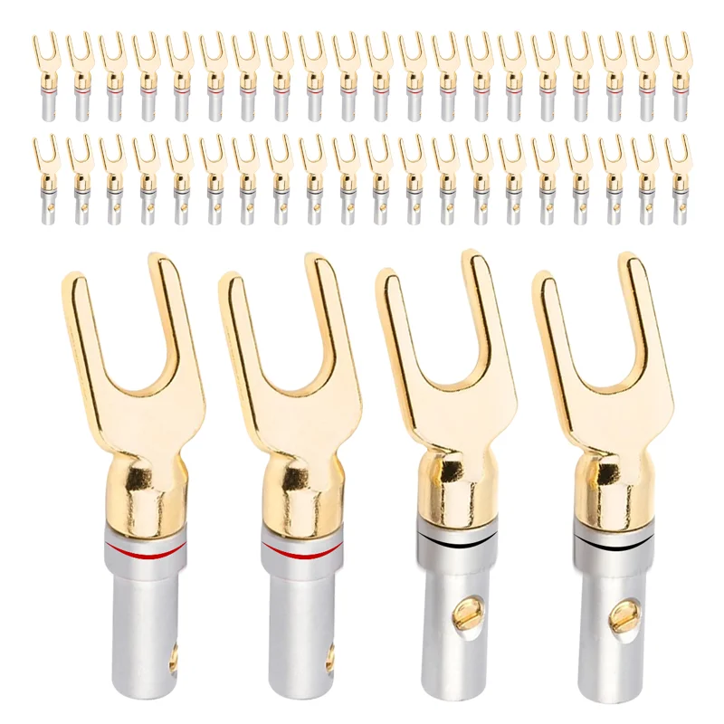 

10Pcs Y/ U Type Banana Plugs Audio Cable Wire Connector Screw Lock Fork Spade Plug Banana Connectors Speaker