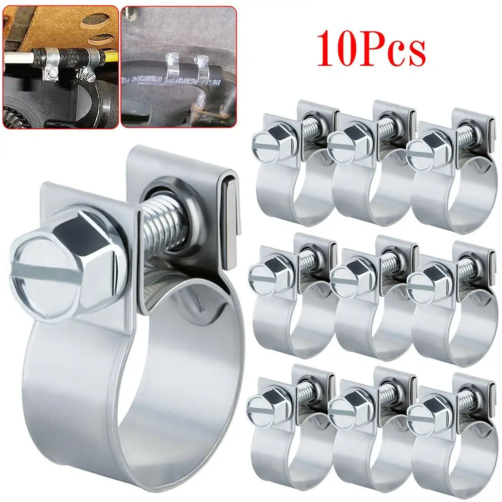 10Pcs Hose Fuel Hose Clip 7-9mm 9-11mm Air Gas Pipe Fixing Tube Clamp Metal Carbon Steel Household Hardware Supplies