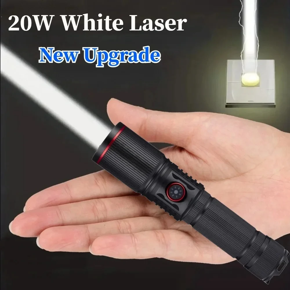 30W High Bright LED Flashlight High Power Type C Rechargeable Zoom Torch Camping Outdoor Hunting Fishing Walking Lighting Lamp