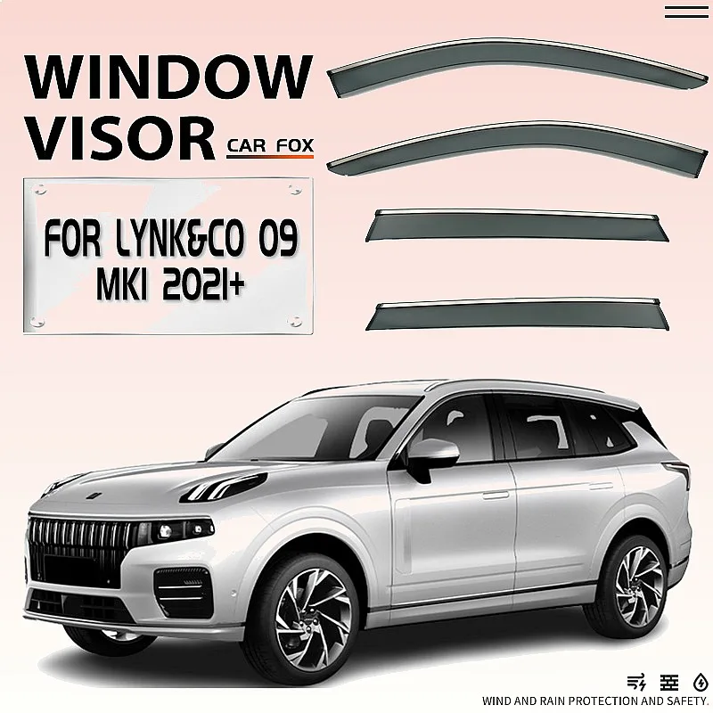 

4/6Pcs For LYNK&CO 09 2021+ Car Window Visor Rain Sun Shade Awning Windshield Side Deflector Auto Accessories