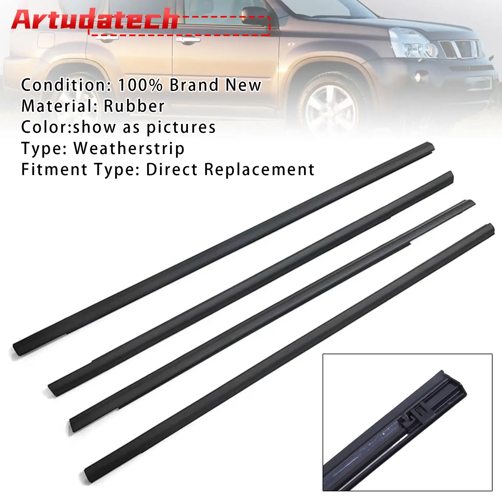 Artudatech 4PCS Car Window Rubber Weatherstrip For T31 2008 2009 2010 2011 2012 2013 Car Accessories