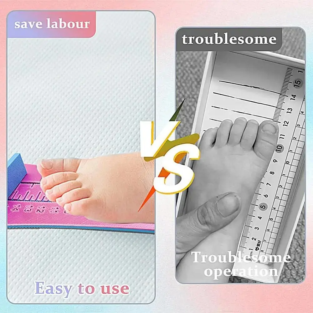 เครื่องวัดขนาดรองเท้าแบบจอแสดงผลสองสเกล การวัดที่แม่นยำ การออกแบบที่น่ารัก เกจวัดขนาดเท้า แผนภูมิขนาดรองเท้าที่ทนทานสำหรับการช้อปปิ้ง