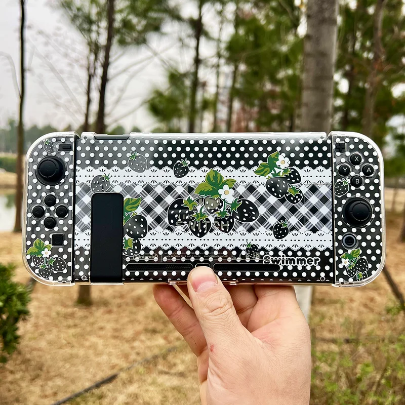 

Original Switch 2 Protective Shell Cartoon Custom Cute Black Strawberry Oled Ns Lite Protective Shell Anime Game Peripheral