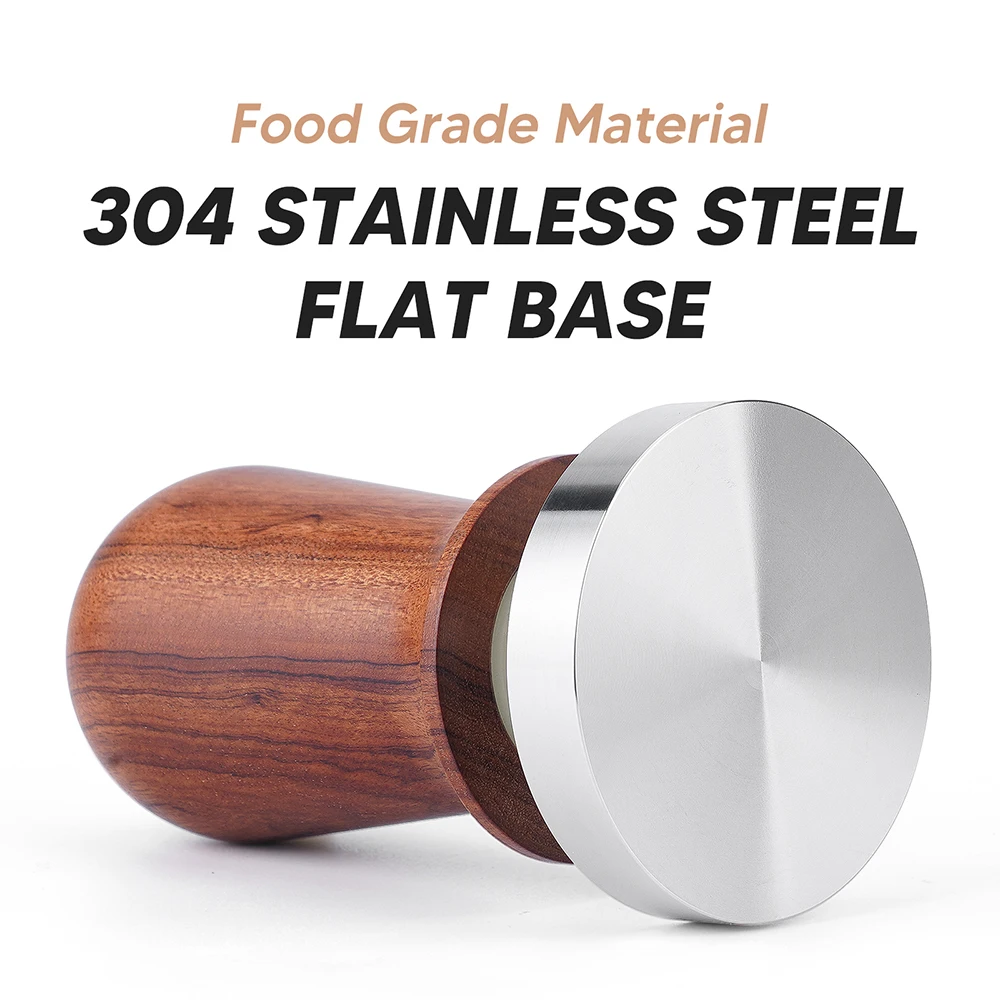 iCafilas 51/53/58mm Espresso Coffee Tamper Flat Base Distributor Tamper for Portafilters Home Barista Tools Wooden Handle