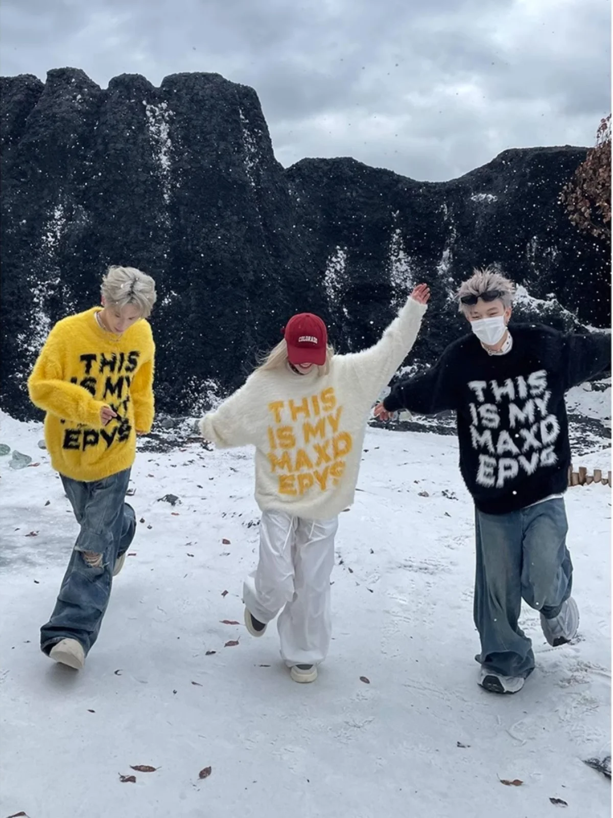 

American Retro Letter Mink Leisure Sle Men's Knitted Sweater Autumn Winter New Couple Casual Knitwear Coat Loose Fit Youthf...