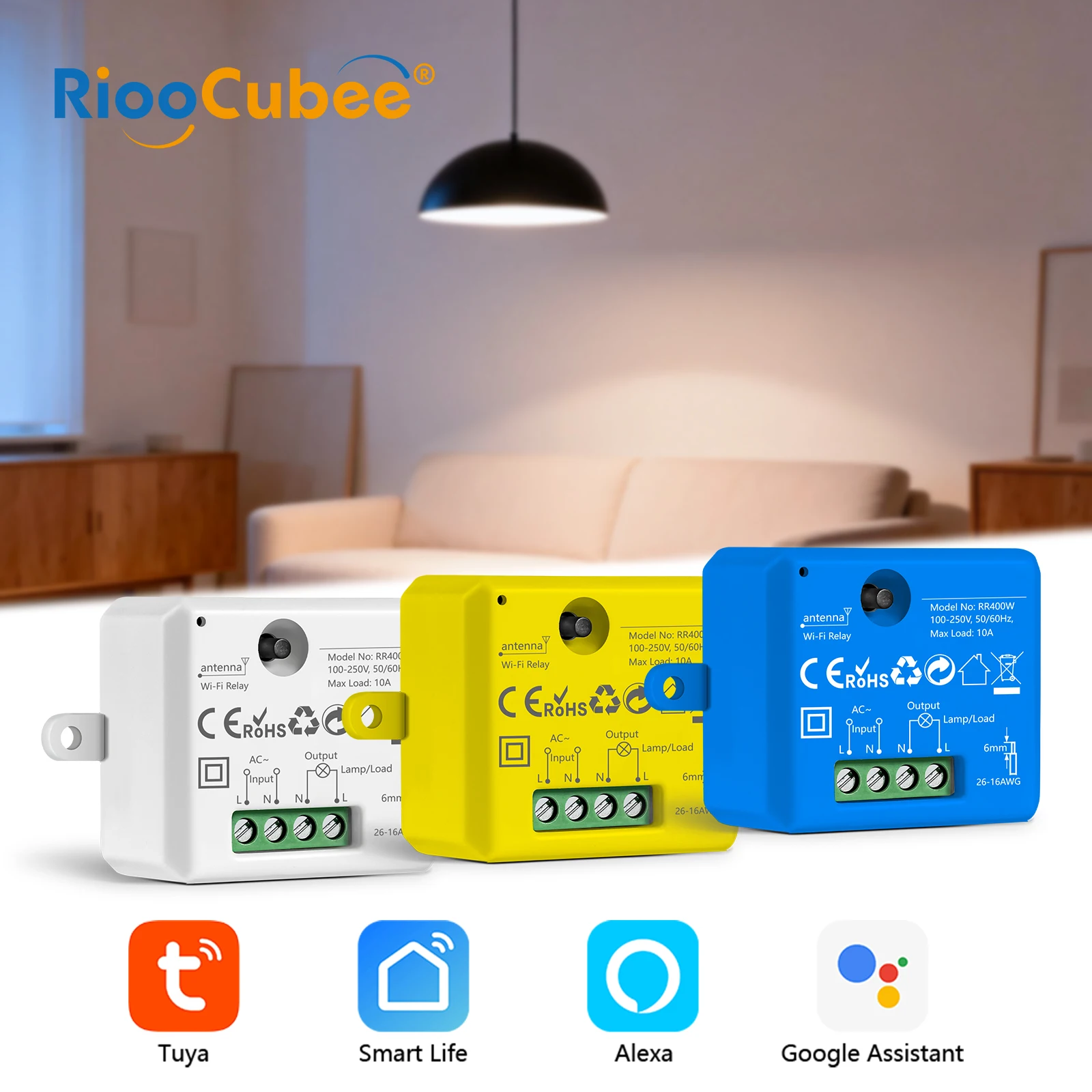 

Миниатюрный беспроводной релейный модуль RiooCubee Tuya 10А для умного дома с дистанционным управлением и таймером, поддержка Google Home и Alexa